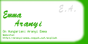 emma aranyi business card